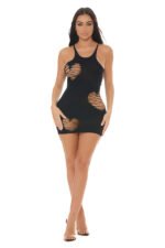 Heart Rate Bodystocking Dress – Black – One Size