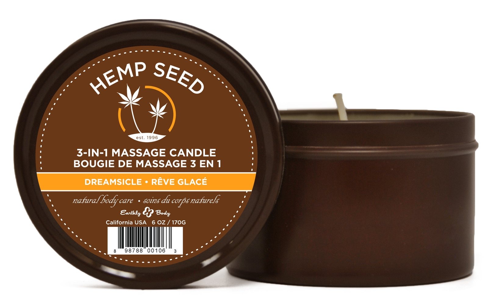 hemp-seed-3-in-1-massage-candle-dreamsicle-6-oz Hemp Seed 3-in-1 Massage Candle - Dreamsicle - 6 Oz. - Image 1