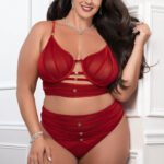 Cinnamon Red 2pc Satin Bra and High Waist Panty - Queen Size