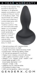Hip to Be Square Black Rechargeable Vibrating Anal Plug with Square Base - Image 4