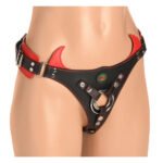 Horny Devil Strap-On Harness Red – Vegan Leather with Three O-Rings - Image 2