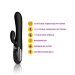 Hypnotic Clit Teaser and Thrusting Rabbit Vibrator – Black - Image 3