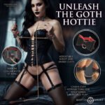 Goth Bondage Set – Vegan Leather with Gold Chain Leash and Cuffs - Image 5