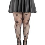 Star Net Tights - 1x 2x - Black