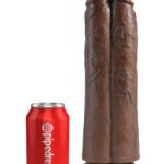 King Cock 11" Two Cocks One Hole - Brown