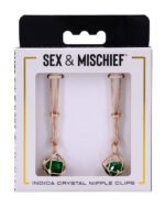 Indica Crystal Nipple Clips - Green - Image 2
