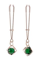 Indica Crystal Nipple Clips - Green - Image 3