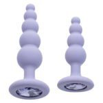 First Time Crystal Beaded Duo Anal Plug Set – Purple - Image 3