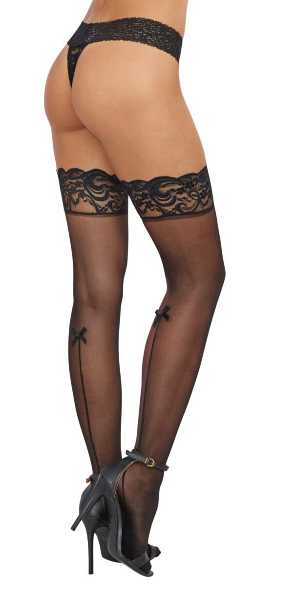 Lace Top Thigh High - One Size - Black