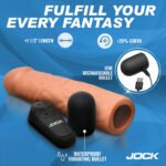 Jock Vibrating Penis Extension with Remote – Medium, Tan - Image 4