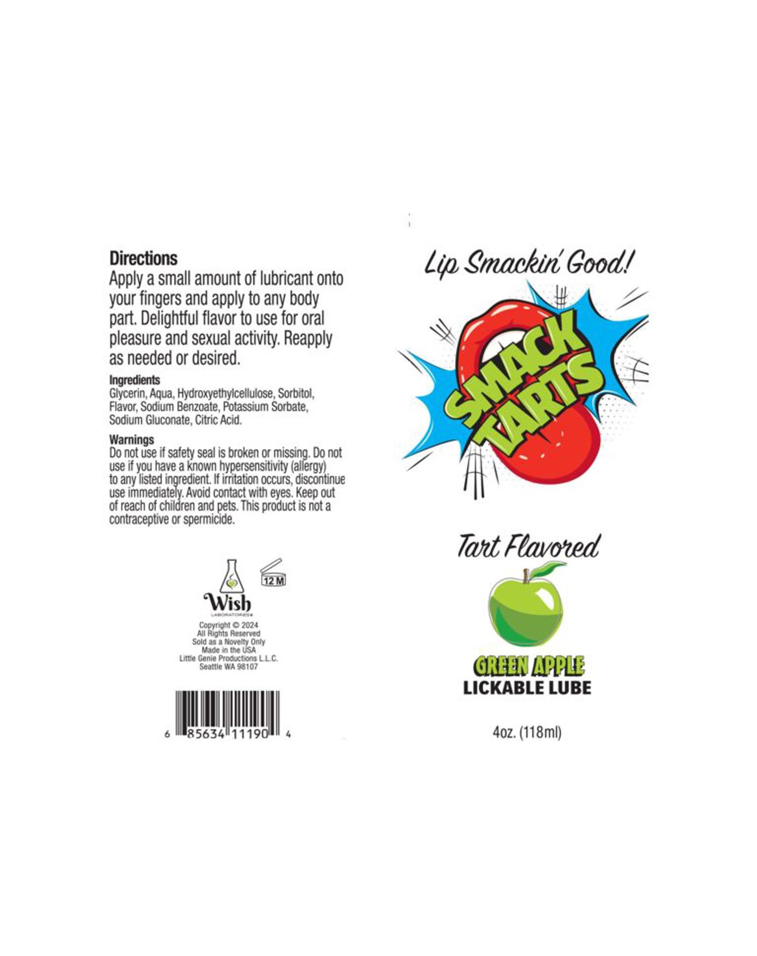 Smack Tarts 4oz Lickable Flavored Lubricant - Green Apple image 0 Smack Tarts 4oz Lickable Flavored Lubricant - Green Apple - Image 1
