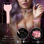 Kitty Bondage Set – Pink Vegan Leather with Collar, Cuffs, Leash, and Paddle - Image 4