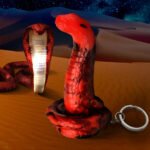 King Cobra Keychain Red Silicone Fantasy Novelty Item - Image 4
