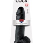 King Cock 12 Inch Cock With Balls - Black