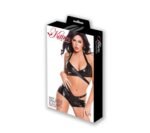 Kitten Wet Look Wrap Top and  Shorts Sets - Black  One Size - Image 2