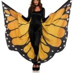Festival Butterfly Wing Halter Cape - Orange/ - One Size - Black