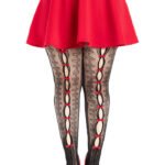 Plus Sweetheart Striped Tights Black Red