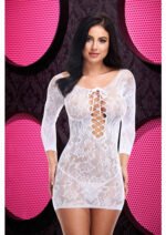 Lace Off the Shoulder Mini Dress - One Size -White - Image 2