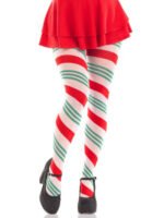 Lane Holiday Ribbon Striped Tights – Green/Red
