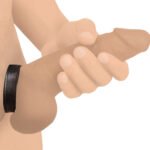 Leather and Velcro Cock Ring - Black