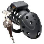 Lock Down Chastity Cage – Black, Four Ring Sizes - Image 2
