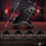 Lock Down Chastity Cage – Black, Four Ring Sizes - Image 4