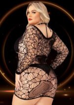 Long Sleeve Mini Dress - Queen Size - Black - Image 3