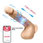 Luis App-Controlled Thrusting Dildo with Clitoral Licker – Beige - Image 2