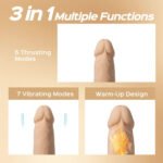 Luis App-Controlled Thrusting Dildo with Clitoral Licker – Beige - Image 3