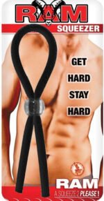 Ram Squeezer Adjustable Latex Cock Ring – Black - Image 3