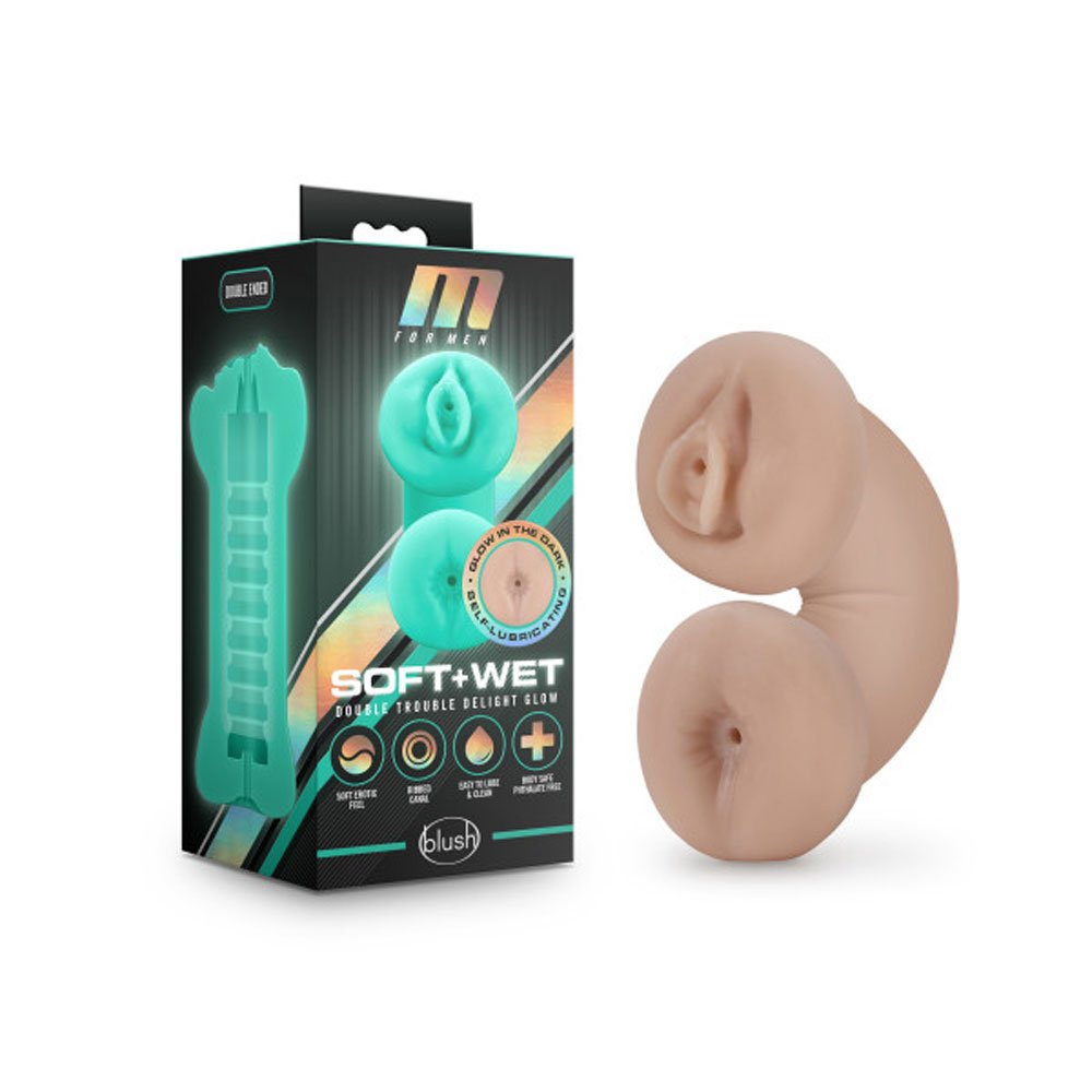 m-for-men-soft-and-wet-double-trouble-glow-in-the-dark-vanilla M for Men - Soft and Wet - Double Trouble Glow in the Dark - Vanilla - Image 1