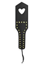 Spanker Black Faux Leather Spanker with Studs and Heart Detail