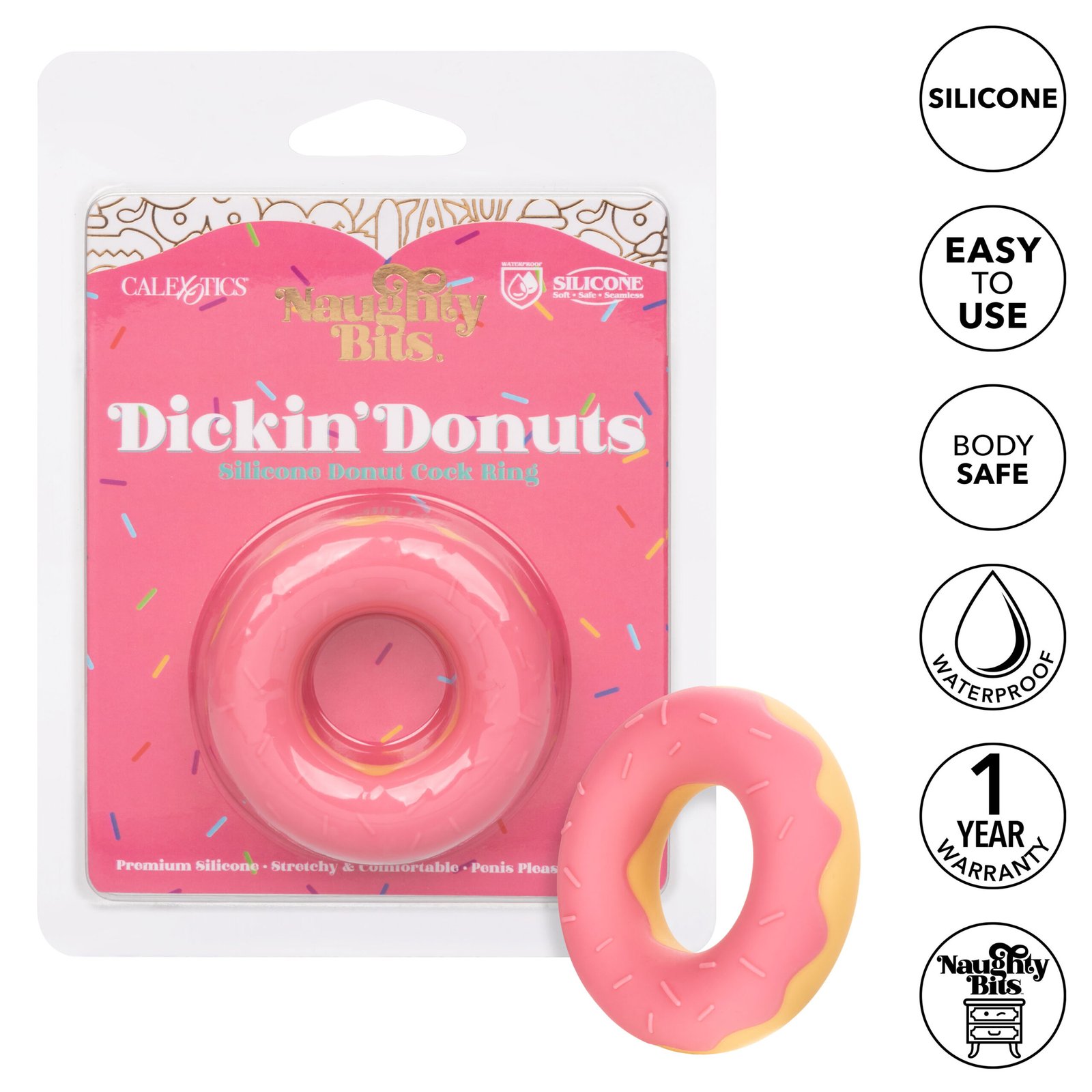 naughty-bits-dickin-donuts-silicone-donut-cock-ring-pink Naughty Bits Dickin Donuts Silicone Donut Cock Ring - Pink - Image 1
