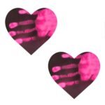 Neon Pinky Tink Temperature Reactive Heart Nipple Cover Pasties – Black to Neon Pink - Image 3