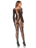 Net and Lace Crotchless Lingerie Jumpsuit - Os - Black - Image 2