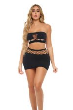 Net Worth 2pc Bandeau Set - One Size - Black - Image 2