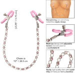 Nipple Play Crystal Chain Nipple Clamps - Pink - Image 2