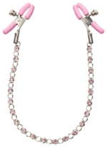 Nipple Play Crystal Chain Nipple Clamps - Pink - Image 3