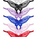 Butterfly Crotchless Panty With Pearl Accents - Assorted Colors - One Size
