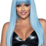 24 Inch Long Straight Bang Wig Blue