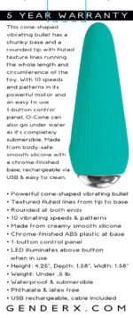 O-Cone Teal Cone-Shaped Vibrating Bullet with Fluted Texture - Image 3