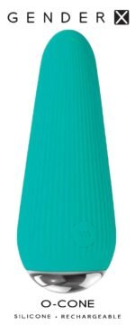 O-Cone Teal Cone-Shaped Vibrating Bullet with Fluted Texture - Image 4