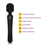Obsession Wand Massager – Black, USB Rechargeable, Silicone Head - Image 3