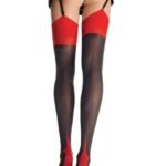 Opaque Contrast Backseam Stockings - One Size - Black