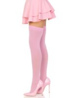 Opaque Nylon Thigh Highs - One Size - Pink - Image 3