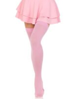 Opaque Nylon Thigh Highs - One Size - Pink - Image 4