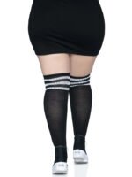 Over the Knee Athletic Socks -1x/2x - Black/white - Image 2