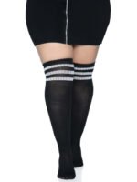 Over the Knee Athletic Socks -1x/2x - Black/white - Image 3