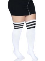 Over the Knee Athletic Socks - 1x/2x - White/black - Image 2