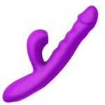 Thrusting and Sucking Rabbit Vibrator – Purple, Rechargeable, IPX5 Splashproof - Image 2
